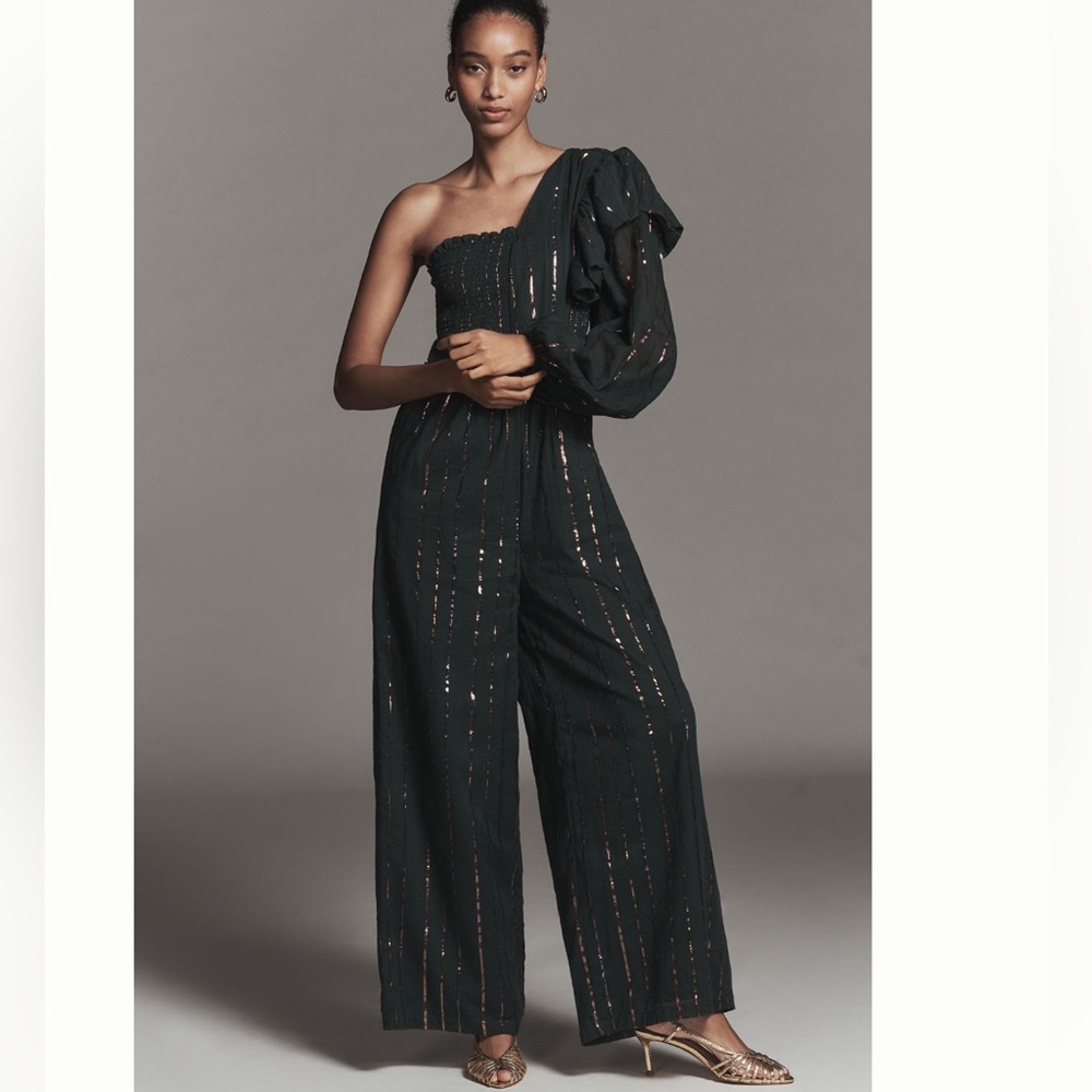 Farm Rio x Anthropologie One-Shoulder
Stripe Jumpsuit